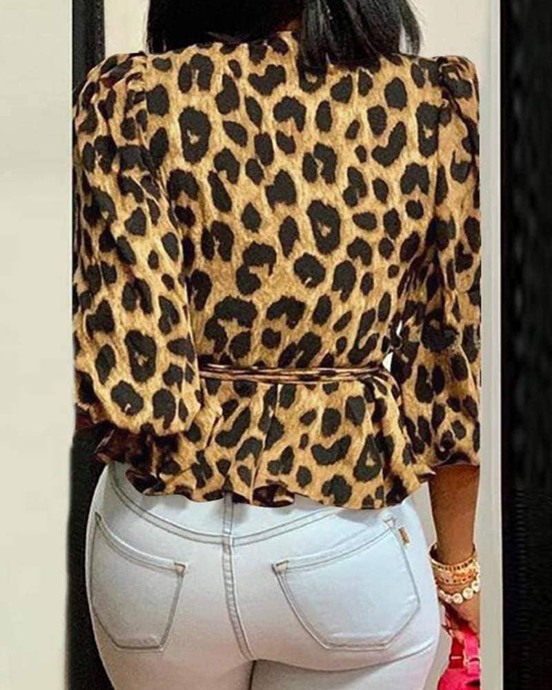 Leopard Print Belted Top