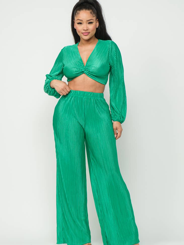Plisse Top and Bottom Set