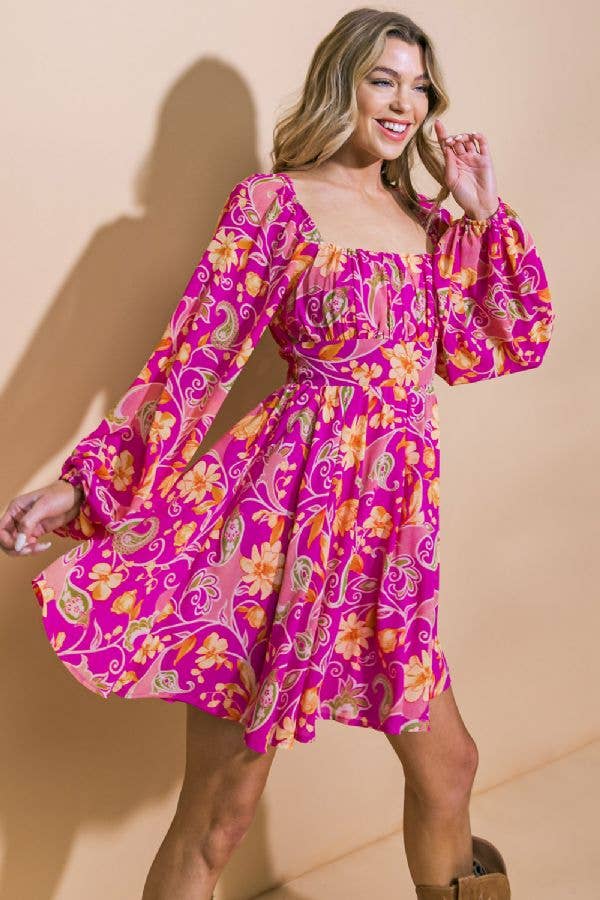 A printed woven mini dress - ID20658