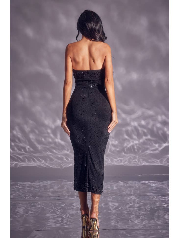 Rhinestone and Pearl Fitted Dress