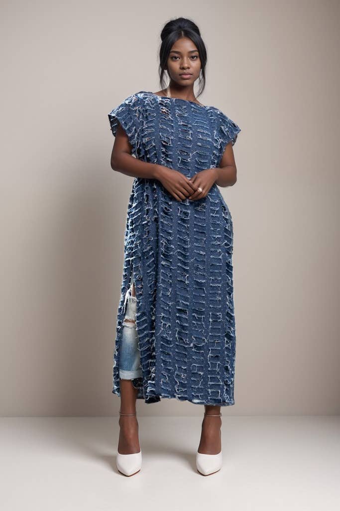 Distressed Denim Maxi Dress Epiphany Hair Fashion Boutique Distressed Denim Maxi Dress Epiphany Hair Fashion Boutique