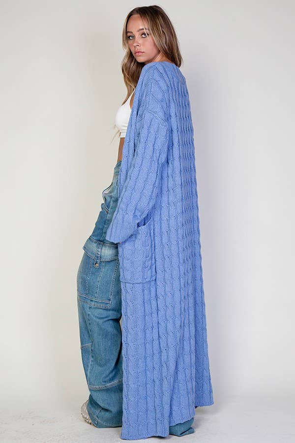 OVERSIZED MAXI CABLE KNITTED SWEATER CARDIGAN
