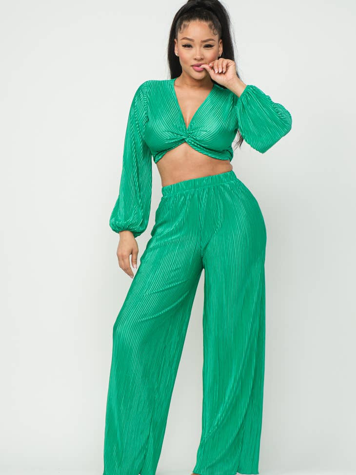 Plisse Top and Bottom Set