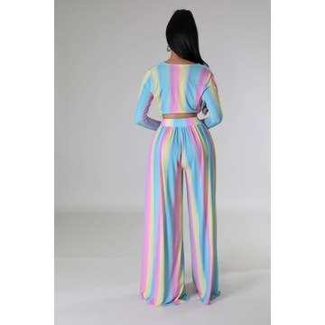 Pastel Crop Top and Pants Set