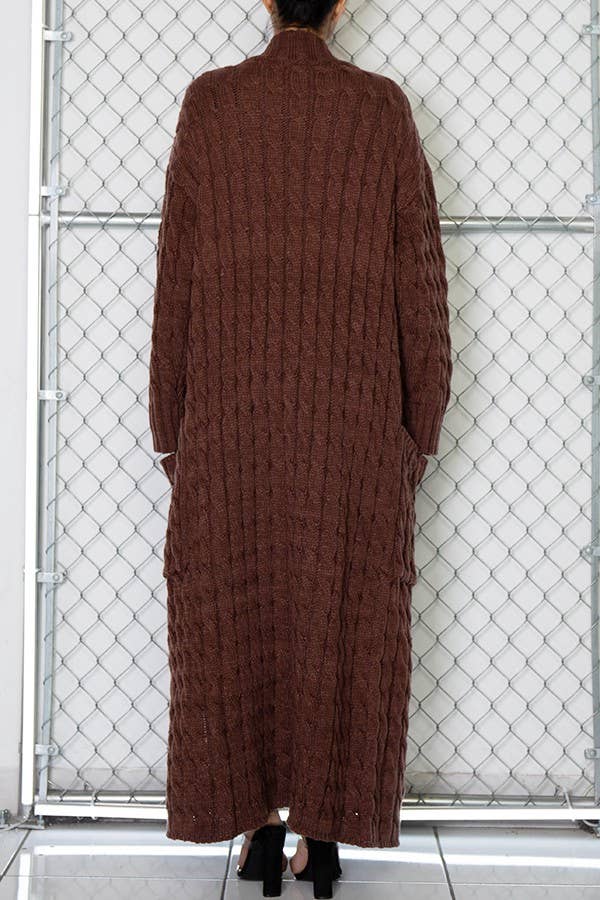 OVERSIZED MAXI CABLE KNITTED SWEATER CARDIGAN