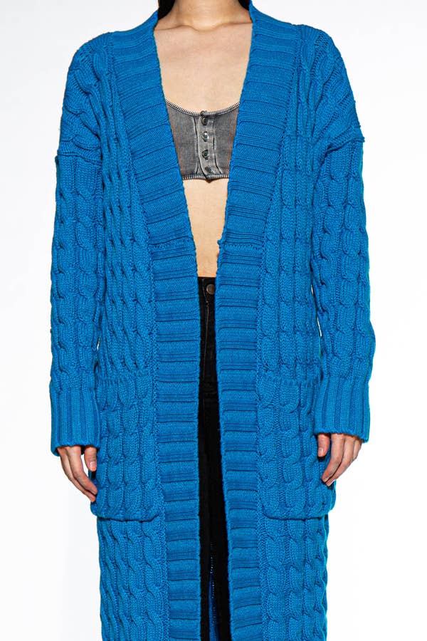 OVERSIZED MAXI CABLE KNITTED SWEATER CARDIGAN