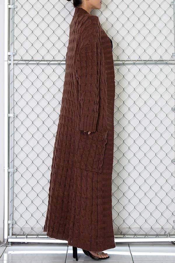 OVERSIZED MAXI CABLE KNITTED SWEATER CARDIGAN