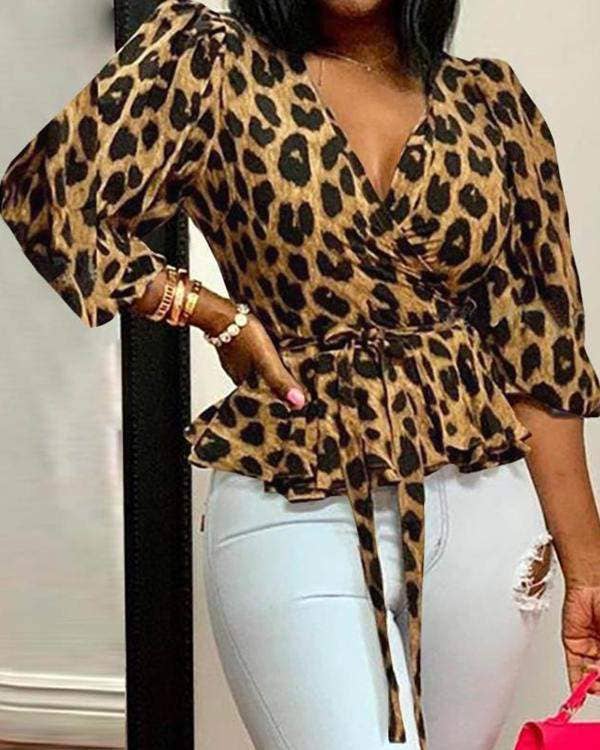 Leopard Print Belted Top