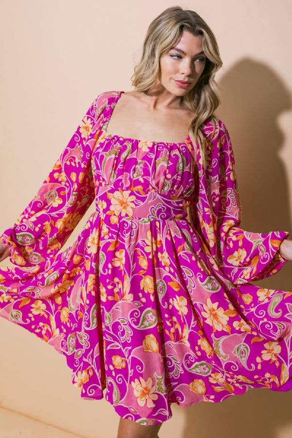 A printed woven mini dress - ID20658