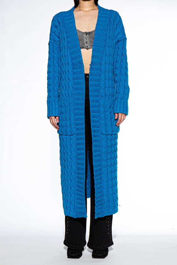OVERSIZED MAXI CABLE KNITTED SWEATER CARDIGAN