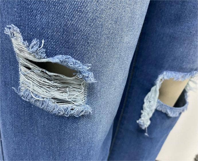 Women's jeans long ripped comfortable wide-leg pants