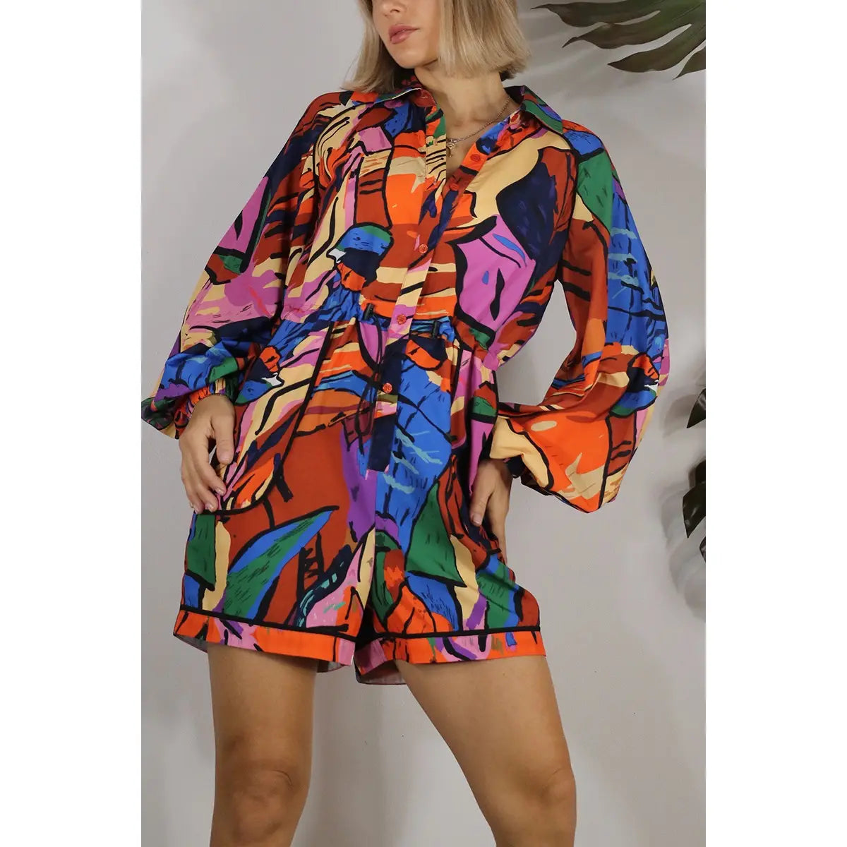 Multi Print Button Down Romper