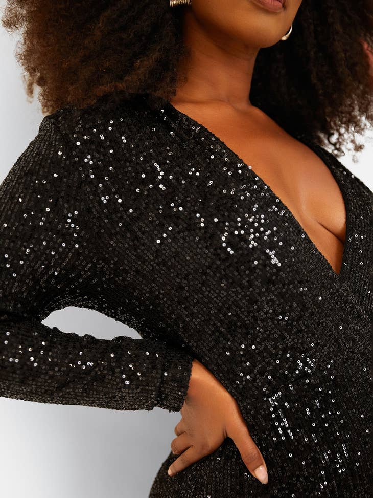 V-Neck Sequin Jumpsuit