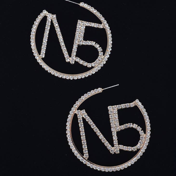 Rhinestone N5 Hoop Earrings