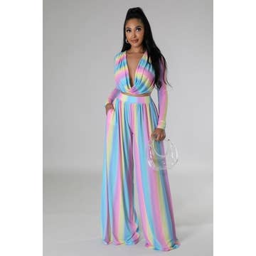 Pastel Crop Top and Pants Set