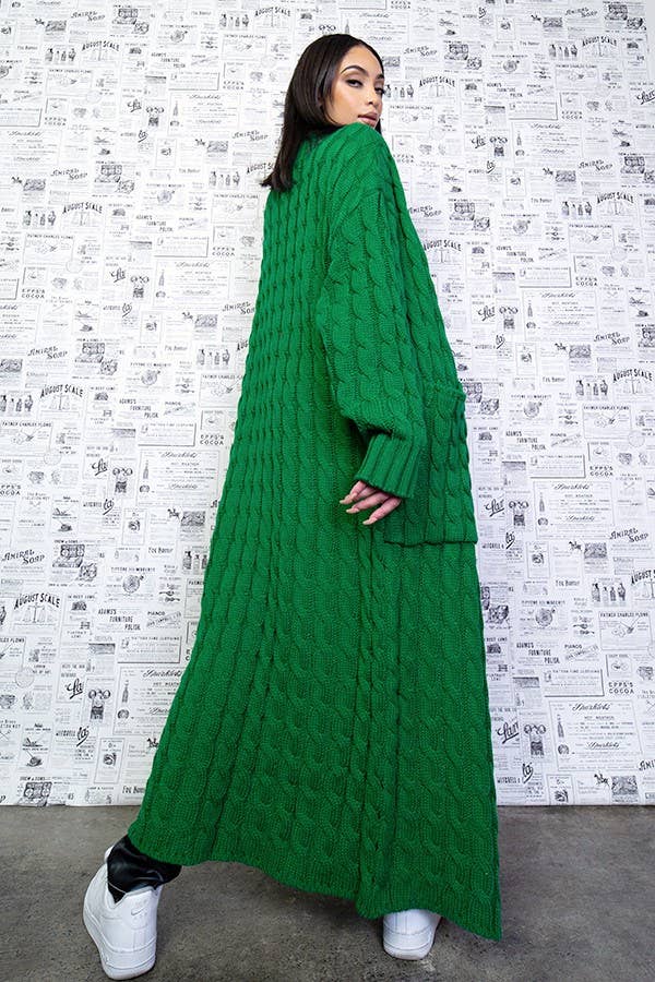 OVERSIZED MAXI CABLE KNITTED SWEATER CARDIGAN