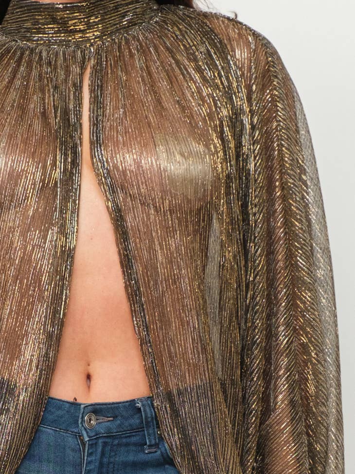 Metallic Open Crossover Top