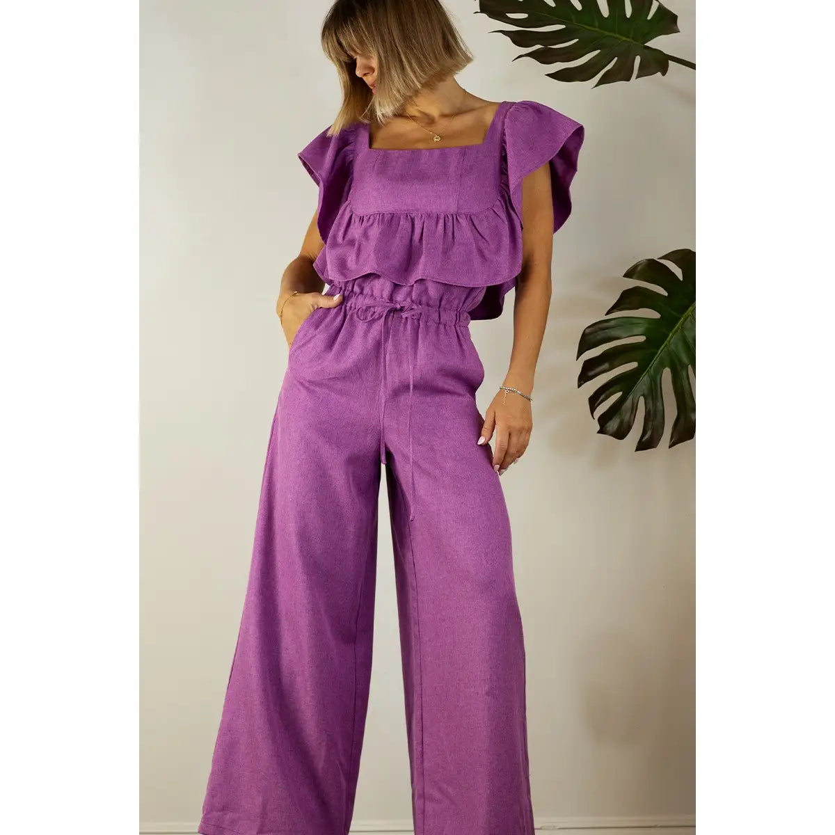 Two Tone Ruffled Pants Set