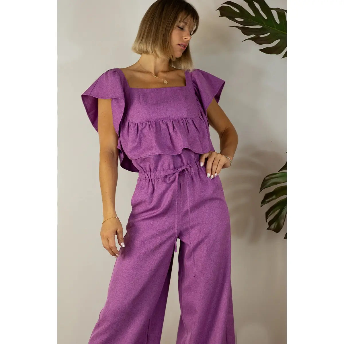 Two Tone Ruffled Pants Set
