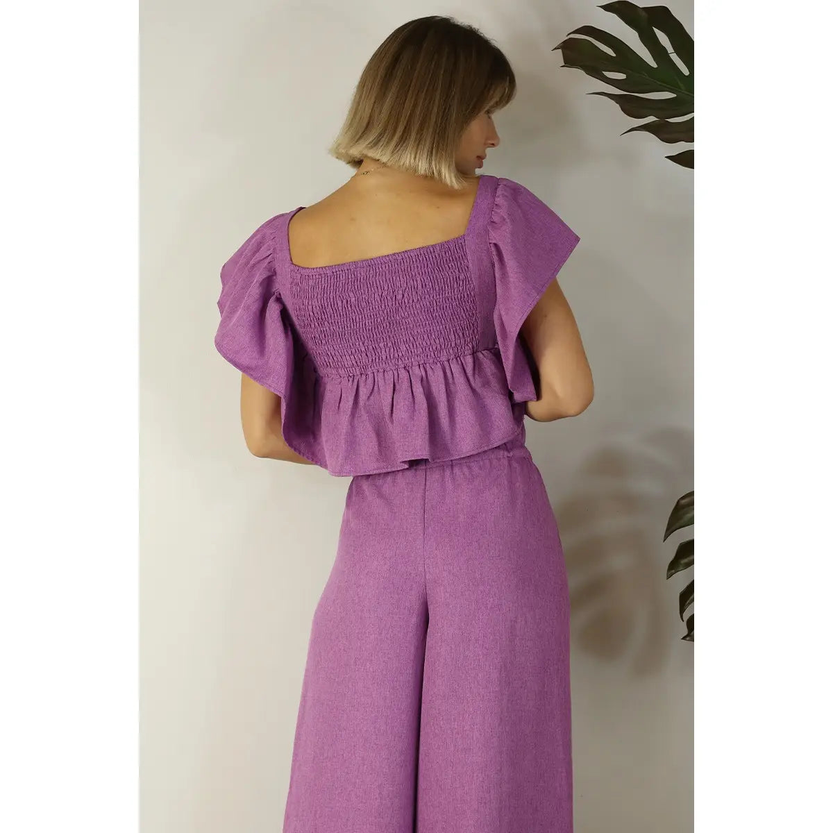 Two Tone Ruffled Pants Set