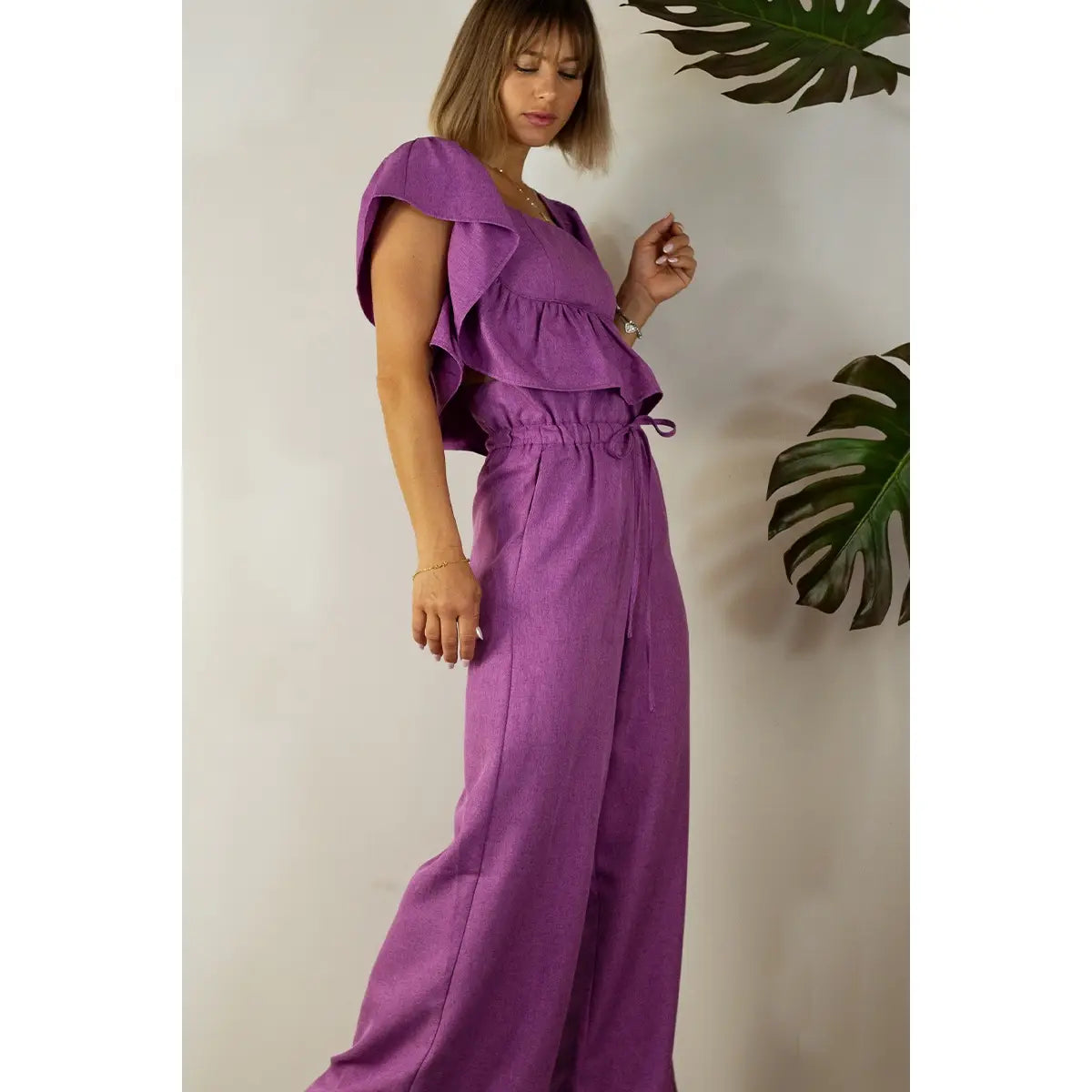 Two Tone Ruffled Pants Set