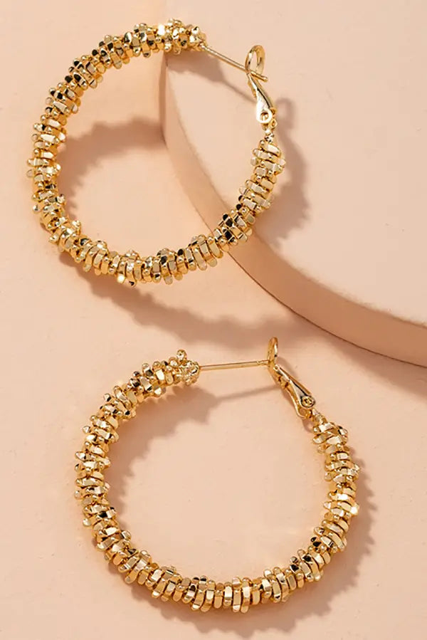 Beaded Gold Hoop Earrings