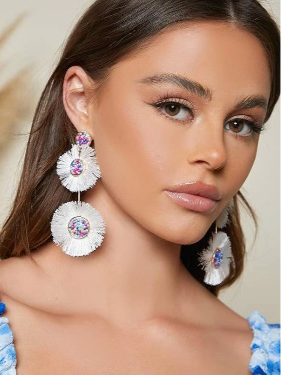 Berry White Tassel Earrings
