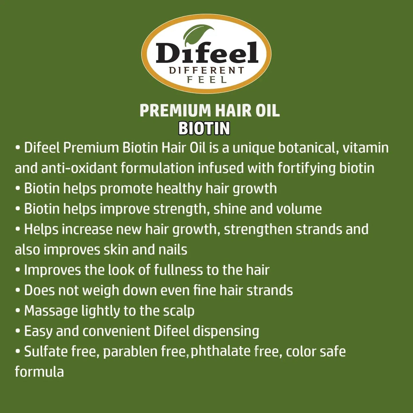 Difeel Biotin Pro Growth Premium Hair Oil 8 oz.