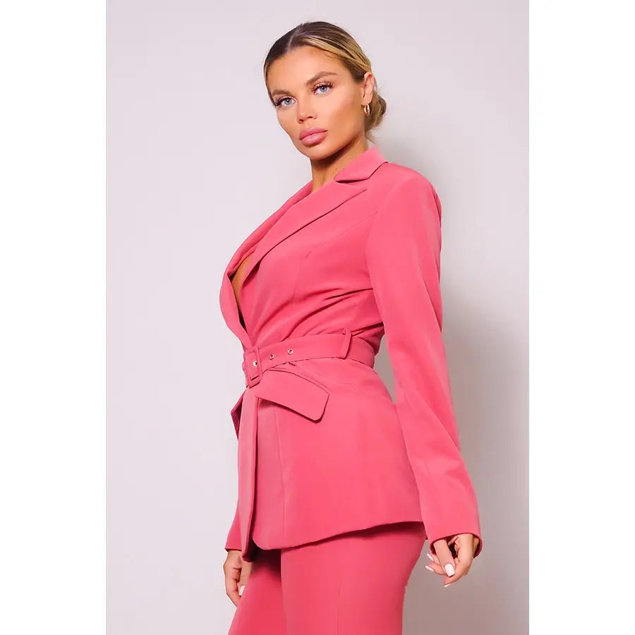 Celine Belted Jacket Suit Set