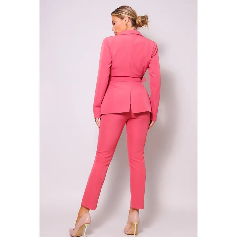 Celine Belted Jacket Suit Set