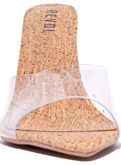 Clear Cork Stiletto Heels