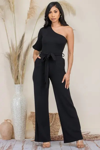 One Shoulder Jumpsuit, Black