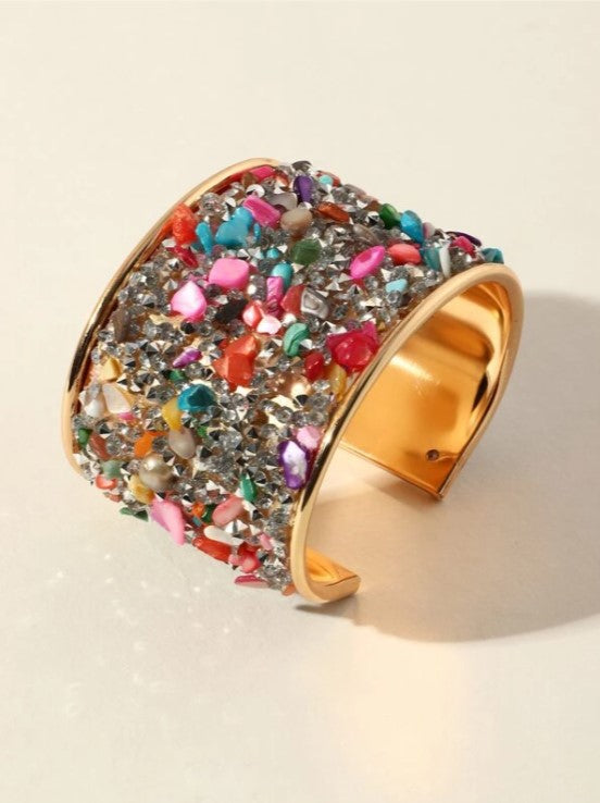 Gem Studded Cuff Bracelet, Neutral
