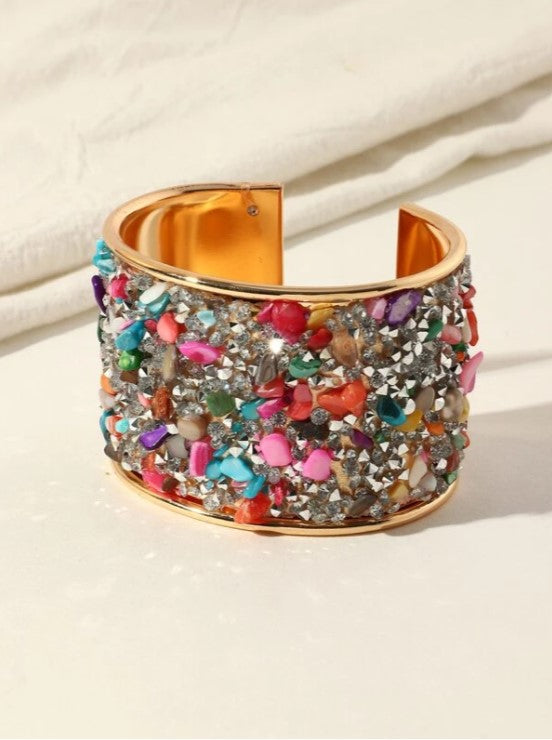 Gem Studded Cuff Bracelet, Neutral