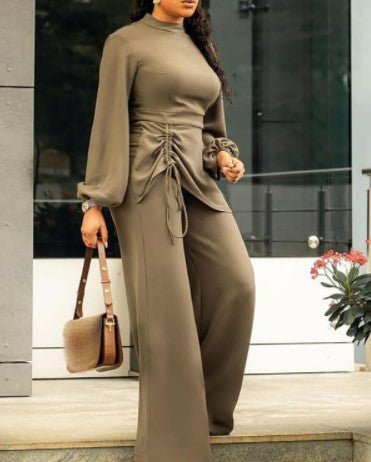 Lantern Sleeve Wide Leg Jumpsuit
