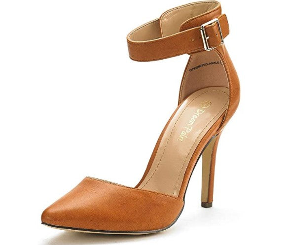 Leather Ankle-Strap Stiletto Pumps