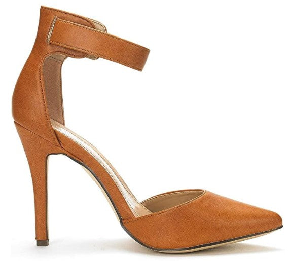 Leather Ankle-Strap Stiletto Pumps