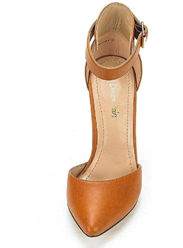 Leather Ankle-Strap Stiletto Pumps