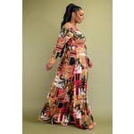 Plus Size Pattern Wrap Top and Maxi Skirt Set