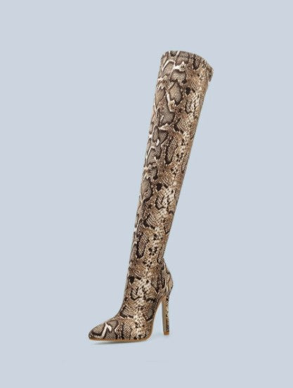 Snakeskin Thigh High Boots