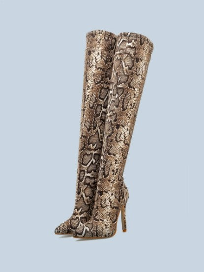 Snakeskin Thigh High Boots