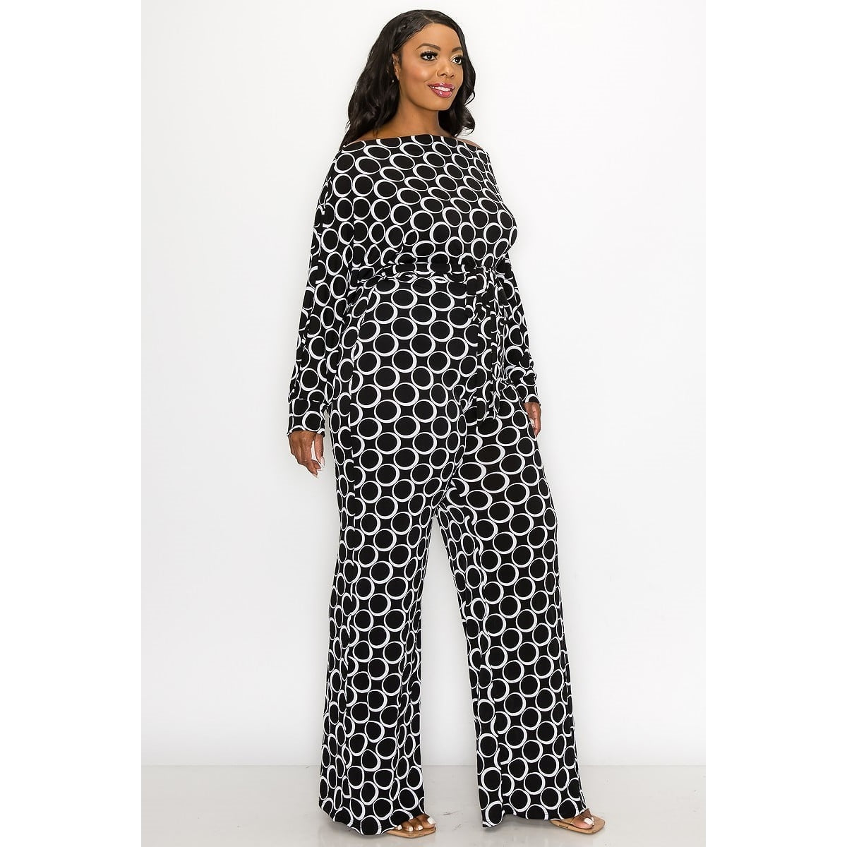 Boat Neck Self Belt Jumpsuit