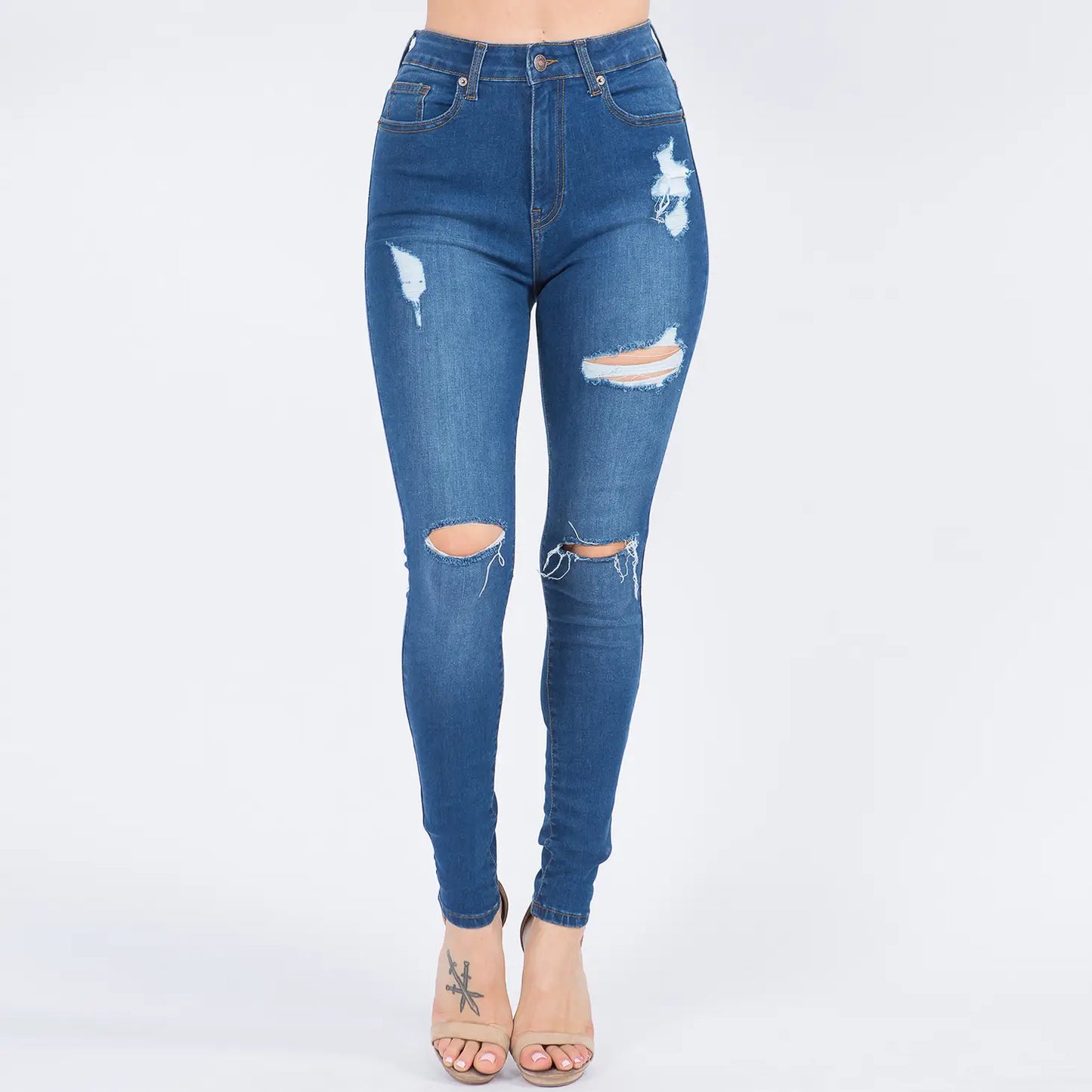 High Waist Distresed Skinny Jeans