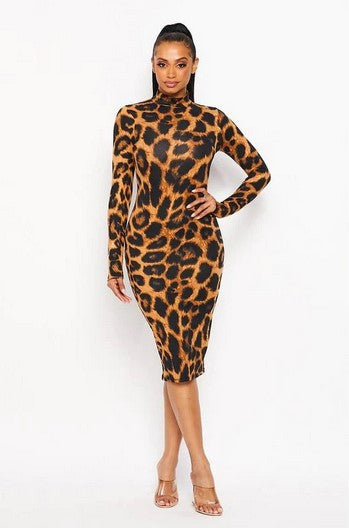 Leopard Print Midi Dress