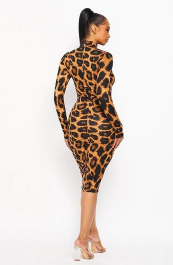 Leopard Print Midi Dress