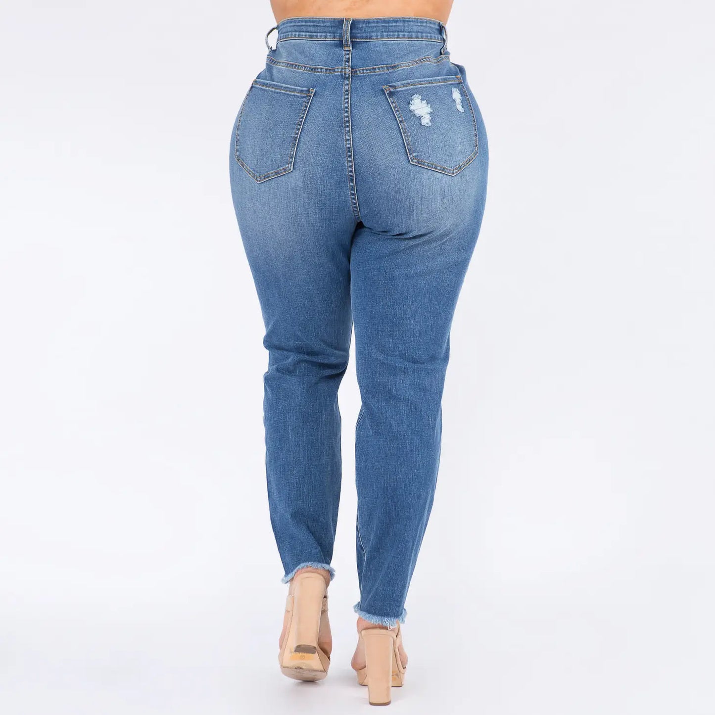 Plus Size High Waist Distressed Skinny Jeans
