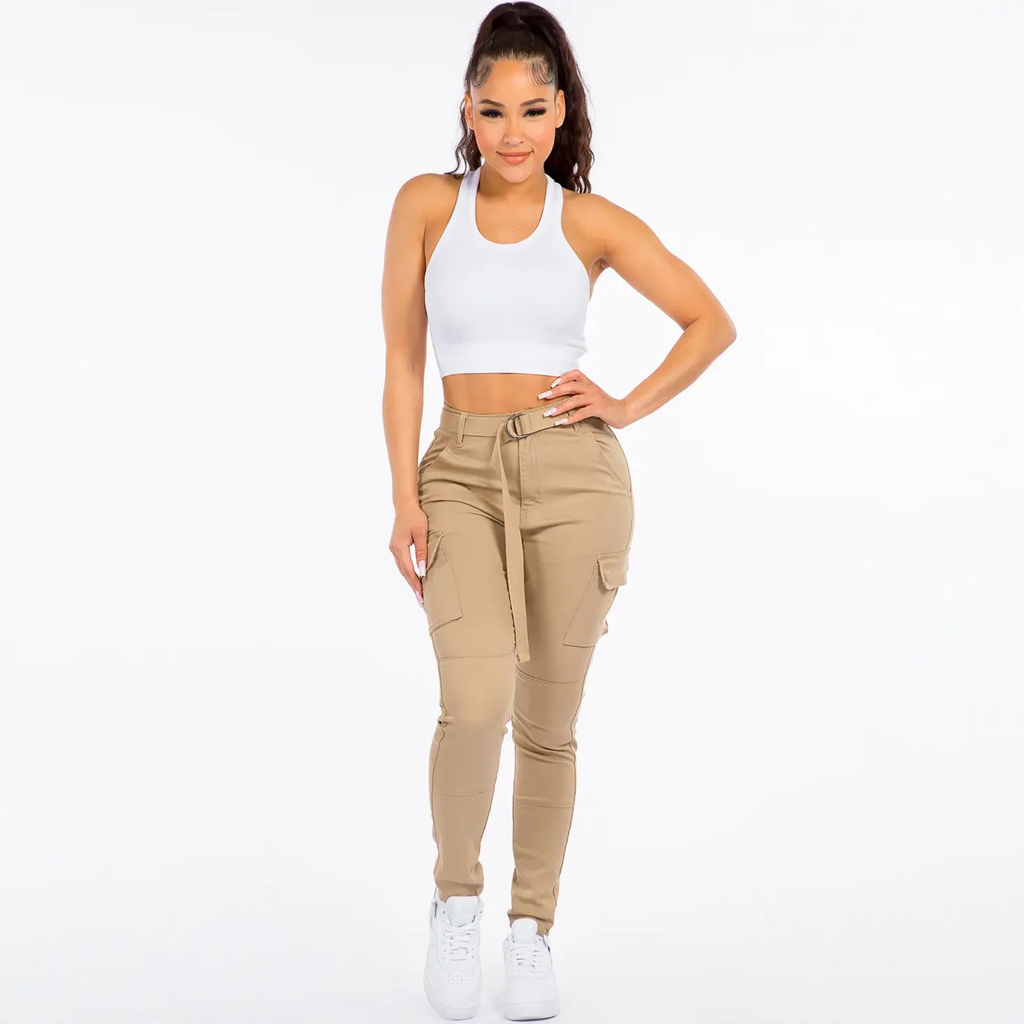 High-Waist Skinny Cargo Pants