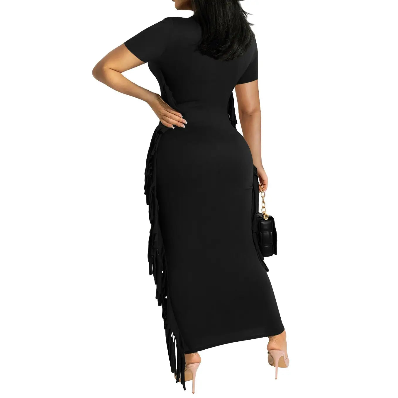 Short Sleeve Tassel Dress
