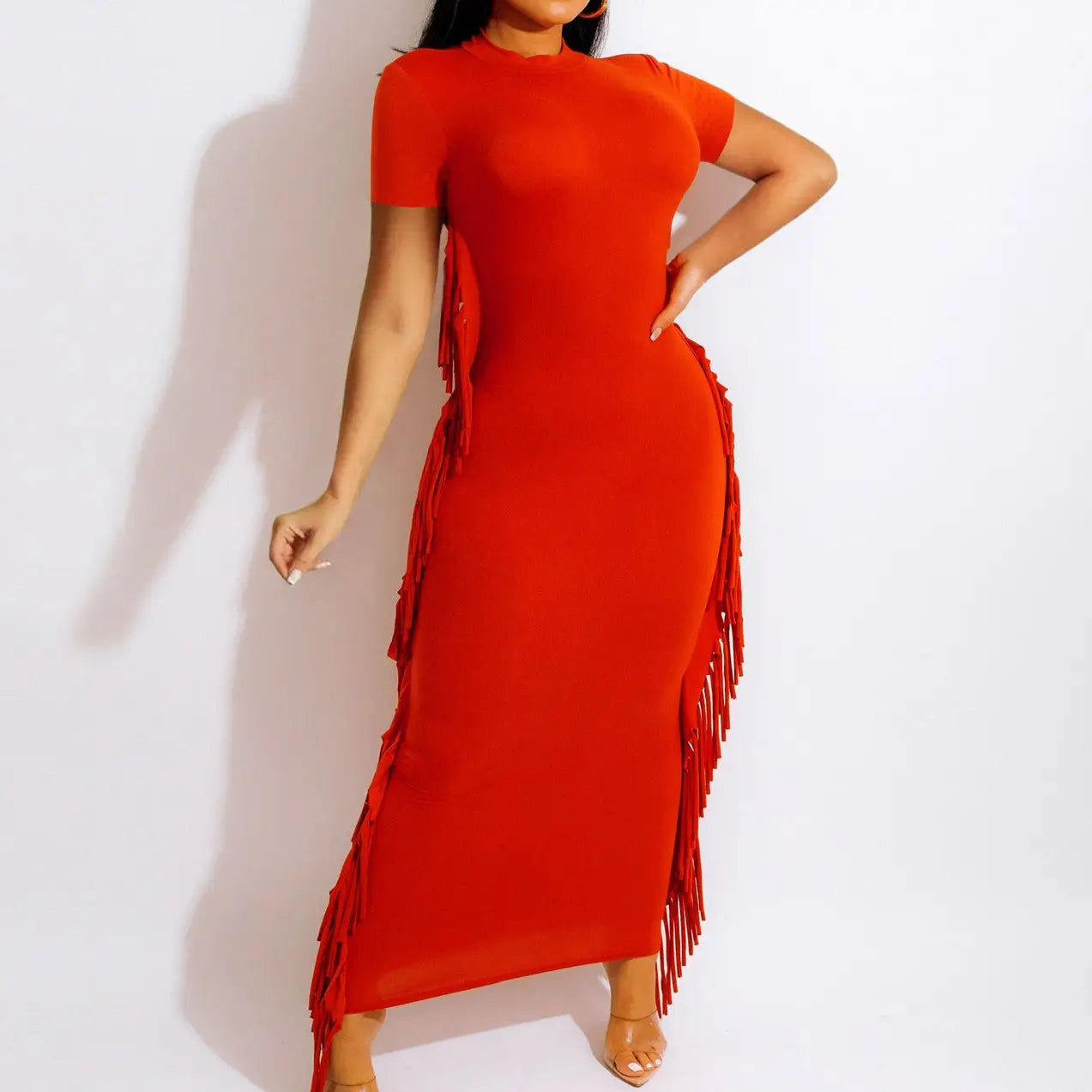 Short Sleeve Tassel Dress