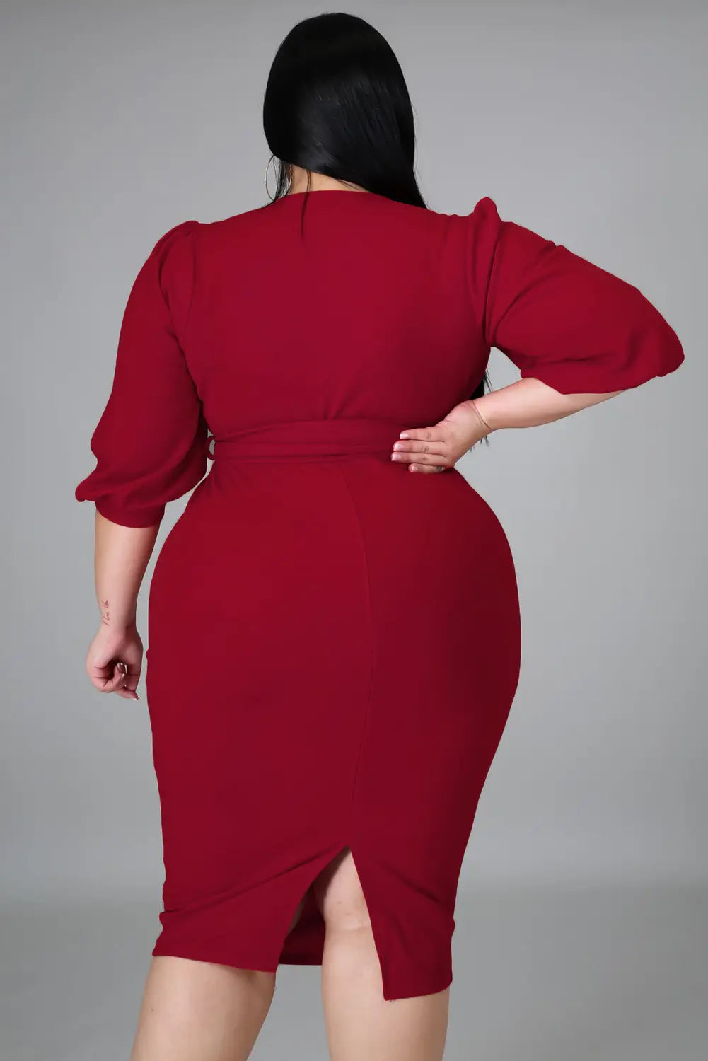 Plus Sized V-Neck Midi Dress